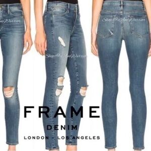 Frame Denim Light Blue Distressed Skinny Jeans